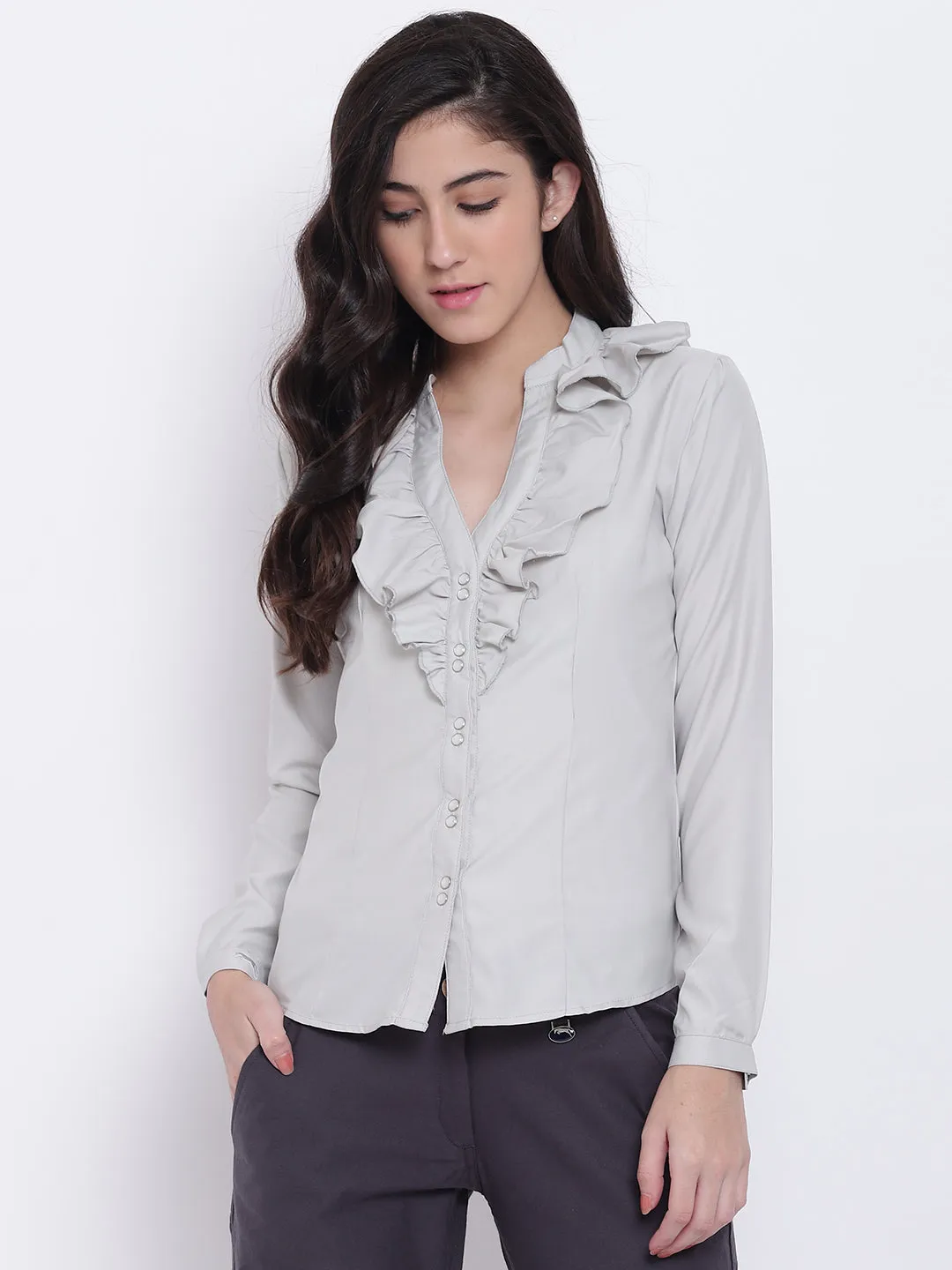 Women Grey Casual Tops