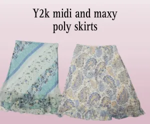 Y2k midi and maxi poly skirts