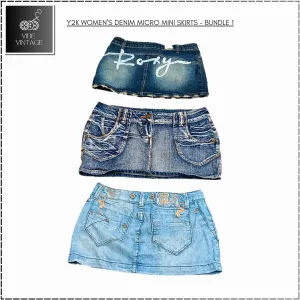 Y2K WOMEN'S DENIM MICRO MINI SKIRTS - 10 PCS (BUNDLE 1)